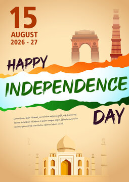 vector illustration of 15th August India Happy Independence Day. 