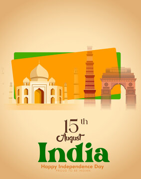 vector illustration of 15th August India Happy Independence Day. 