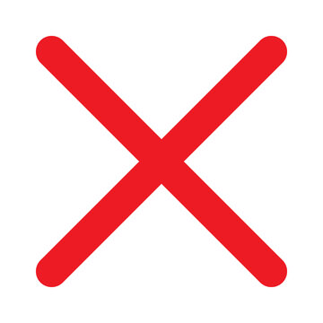 Simple red cross mark icon for cancel or error sign