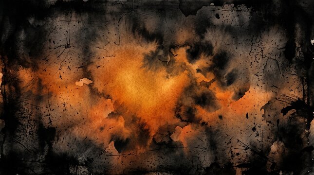 Orange and black watercolour gradient autumn halloween background