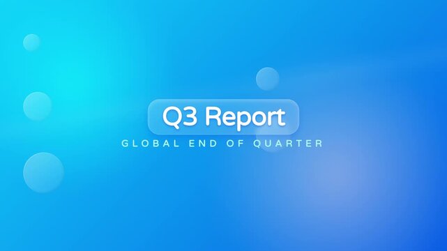 Animated Q3 Report presentation title card on blue gradient background