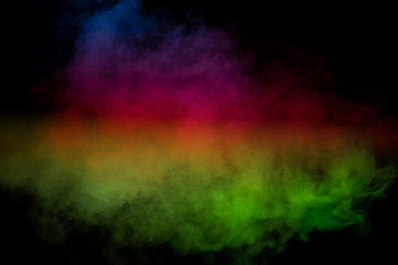 Fototapeta premium Green and white steam on a black background.
