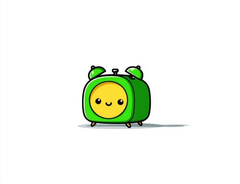 Cute green alarm clock with a yellow face