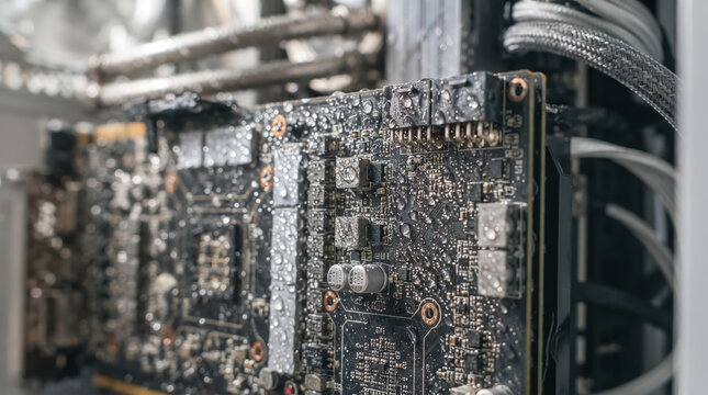 Close-up of computer motherboard and components