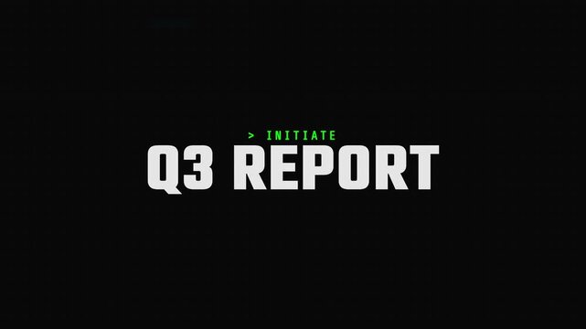 Initiate Q3 Report digital text graphic on black background for business presentation