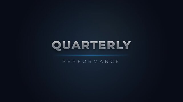Quarterly Performance 3D metallic text animation on dark blue background