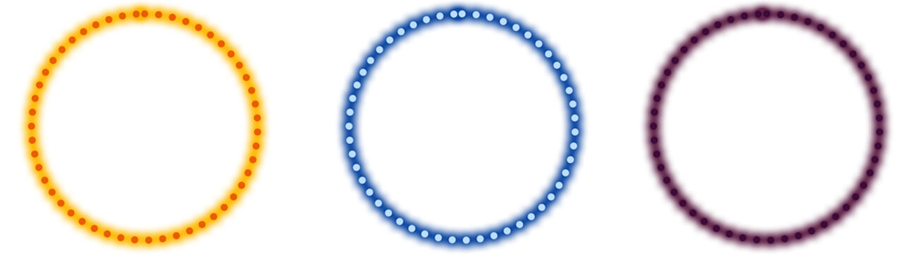 Dotted Circle Ring Set Colorful Round Border Shapes