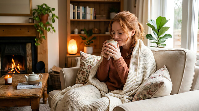 Elderly woman reading book in cozy home setting with cat 1.