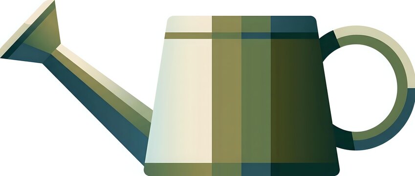 Watering can with geometric striped pattern in muted earth tones