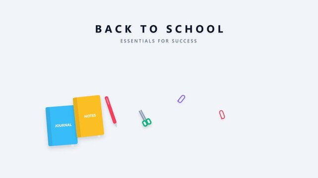 Back to school supplies with colorful stationery items for student education