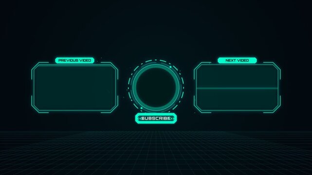 Futuristic digital end screen template for video content creators