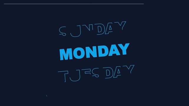 Days of the week motion graphic with blue typography and scrolling animation