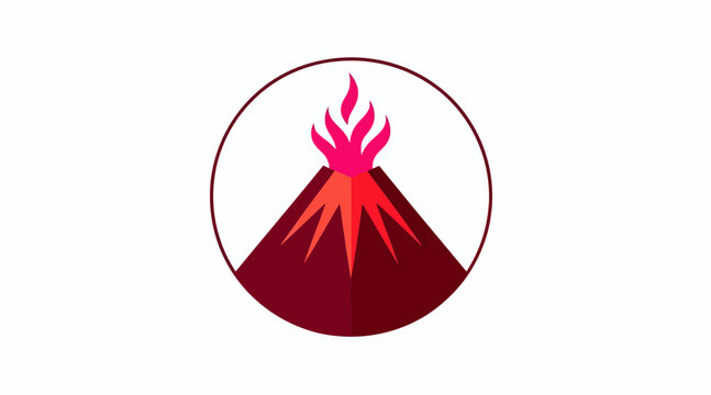 Volcanic eruption icon inside dark red circle