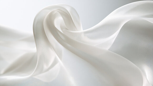 Elegant Flowing White Silk Fabric Texture Background