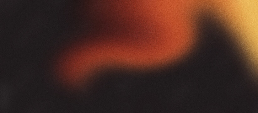 Abstract background grainy gradient red orange glowing shape, black backdrop banner poster header design, noise texture, copy space