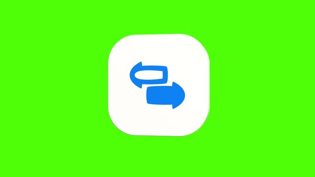 3D animated double opposite direction arrows icon on a white rounded card with a green screen background. Smooth loop motion, perfect for mobile app UI, exchange transfer, and video editing elements. 