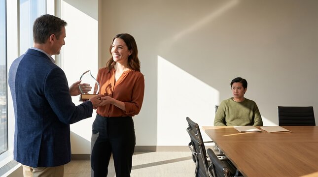 One employee receives recognition as a colleague is overlooked