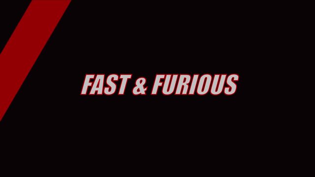 Fast furious dynamic motion title sequence with red diagonal stripes for high-octane action and racing themes animation 4k