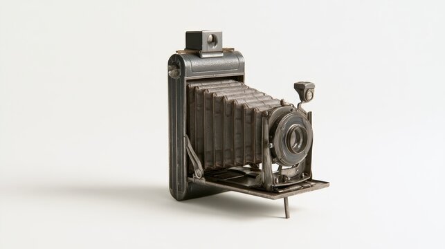 Vintage medium-format folding camera with extended bellows
