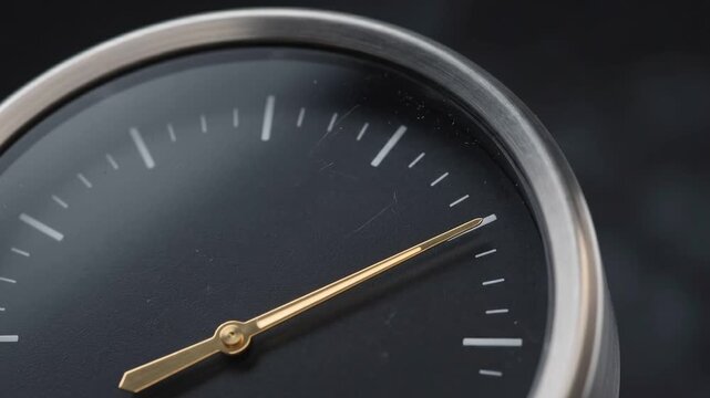 Analog gauge needle moving across scale. Industrial pressure sensor or speedometer dial tracking data. Metal instrument for precision measurement and performance test