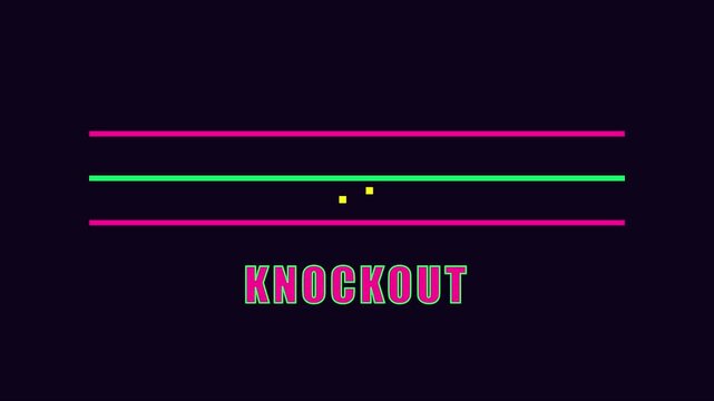 Retro arcade game knockout text animation with neon lines and pixel style 4k