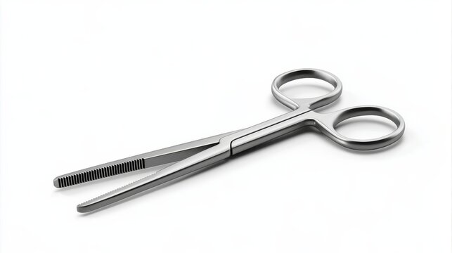 Medical forceps open jaws in close-up three-quarter macro