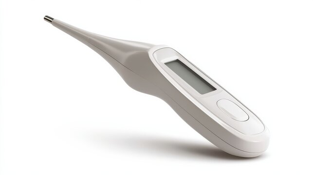 White digital ear thermometer with blank display on white