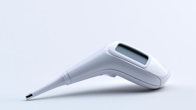 Clean clinical thermometer with glossy body in soft light
