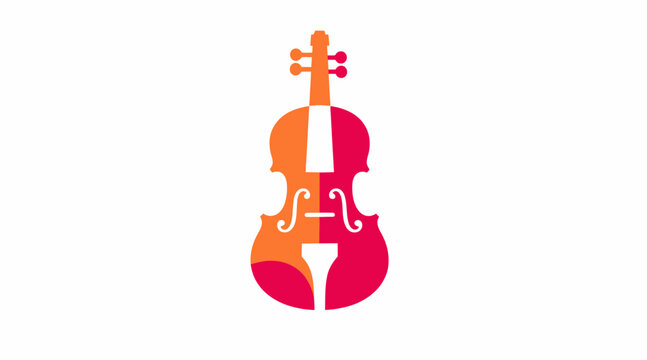 Pink violin silhouette icon for music branding.