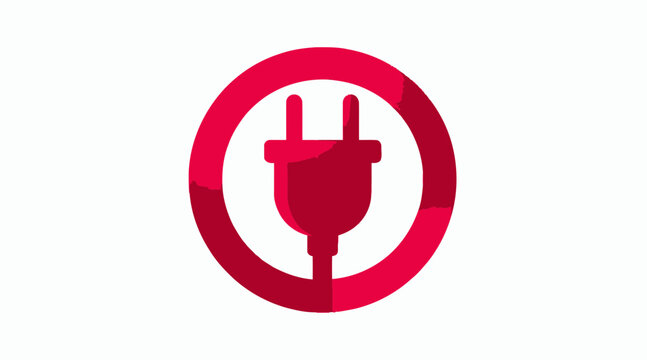Electric power plug icon in red circular border.