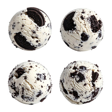 Cookies and cream ice cream scoops showing delicious chocolate biscuit pieces and creamy vanilla texture&nbsp;&nbsp;