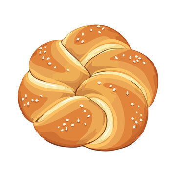 Illustration of round challah bread