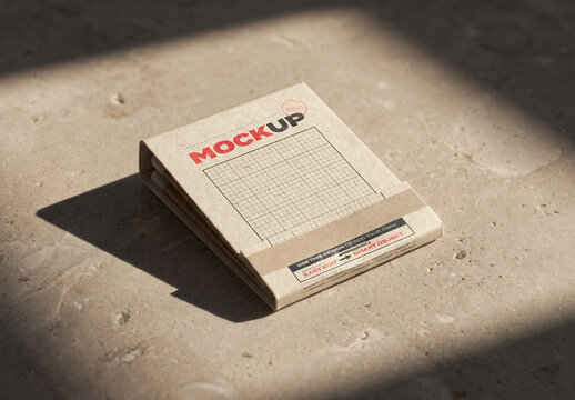 Matchbook Mockup Resting on Stone Surface