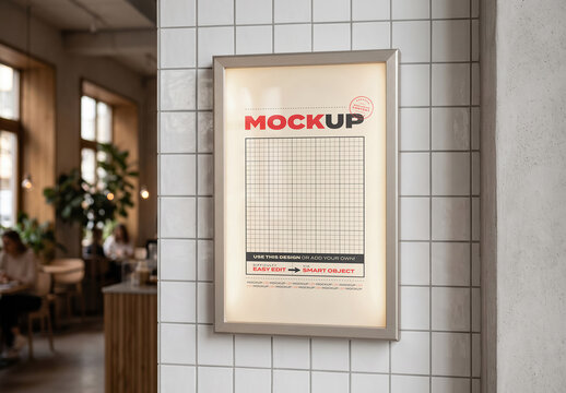 Menu Poster Lightbox on Tiled Wall