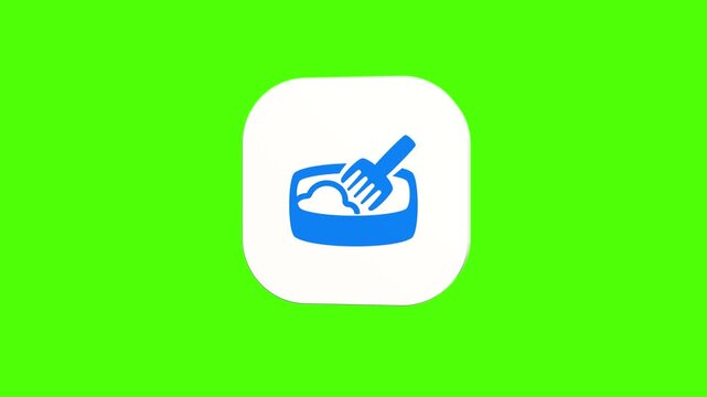 3D animated cat litter box tray with scoop icon on a white rounded card with a green screen background. Smooth loop motion, perfect for mobile app UI, pet care product, and video editing elements. 