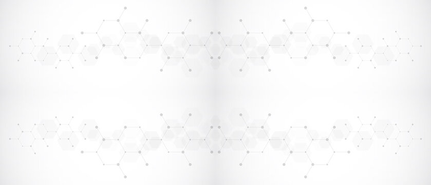 Molecular hexagonal structure background featuring clean light gray geometric patterns for modern scientific digital graphic design
