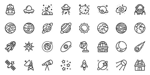 Space & Astronomy line editable icon set. Vector illustration. Editable stroke. © quzbu