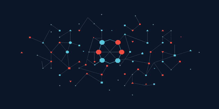Abstract Network Connections: A digital illustration depicting a complex network of interconnected nodes and lines, representing data flow and abstract concepts.