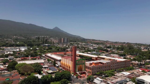 Aerial drone shot in Santa Tecla Colegio Santa Cecilia
