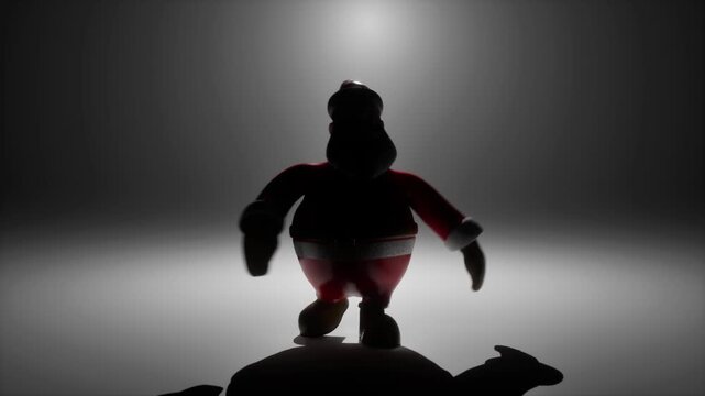 Santa claus coming dark secret character silhuette. Soon again for christmas