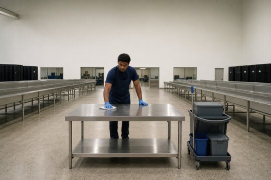 Food Bank Warehouse End Shift Sanitation Repack Station