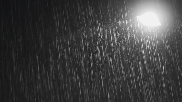 Tokyo,Japan - August 12, 2026: Heavy rain falling in the night
