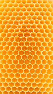 Golden Honeycomb Wax Cells Vertical Background Amber Texture