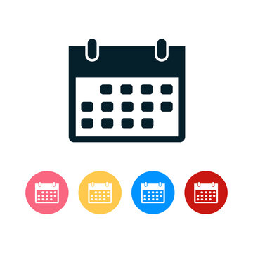 Calendar Icon Set with Colorful Variations for Scheduling and Planning