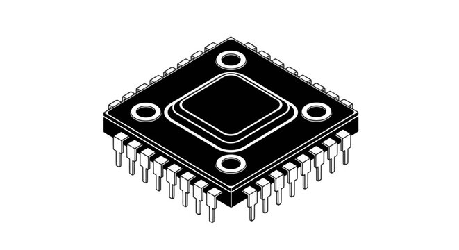 Vector illustration of computer processor chip icon on a transparent background
