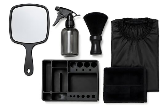 Barber Station Accessories Set with Mirror Spray Brush Holder Cape Towel for Complete Salon Setup