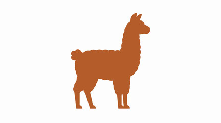 Naklejka premium Minimalist brown llama silhouette isolated on white background.