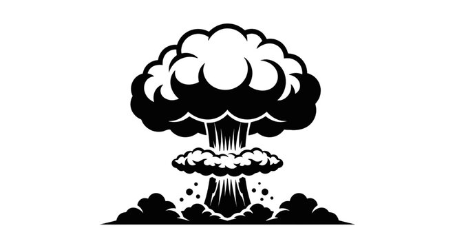Vector illustration of mushroom cloud explosion icon on a transparent background
