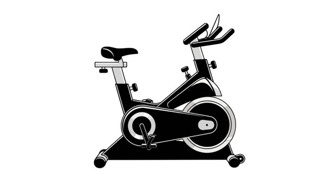 Vector illustration of stationary exercise bike for fitness and cardio training on a transparent background