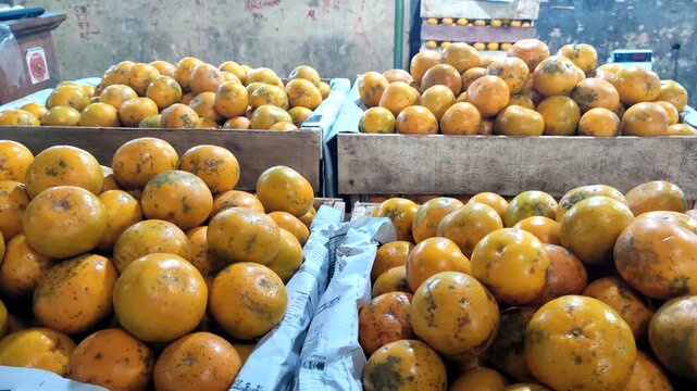 orange fruits on traditional market